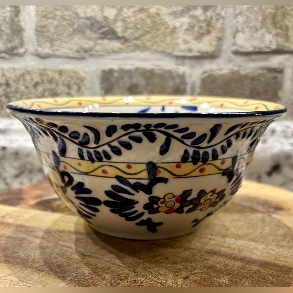 Hand Painted Expressions bowl, similar to Polish pottery EUC